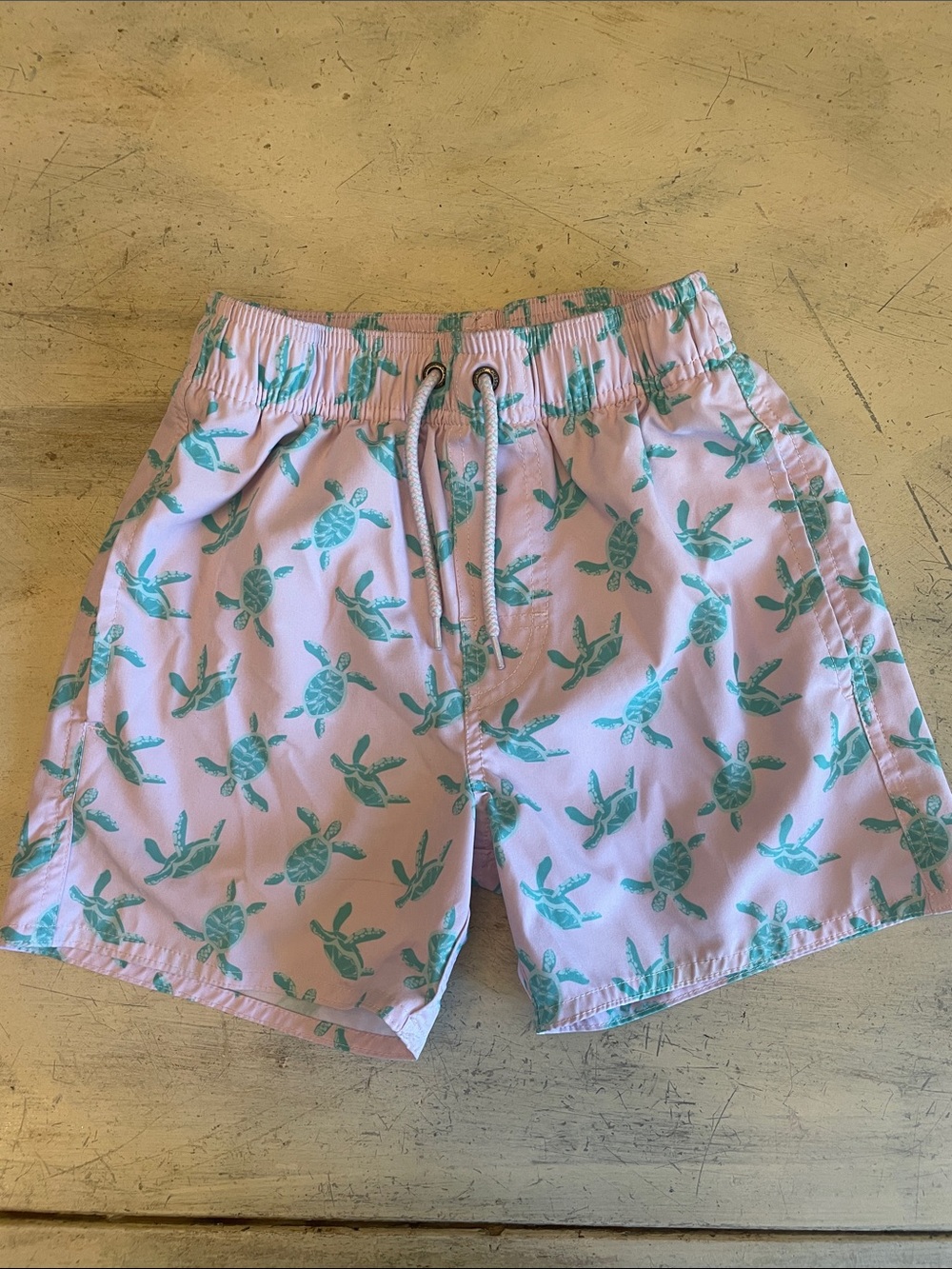 Class Club Pink Swim Trunks with Teal Turtle Print